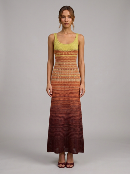 Velia Brunella Knit Dress in Sunset - front view