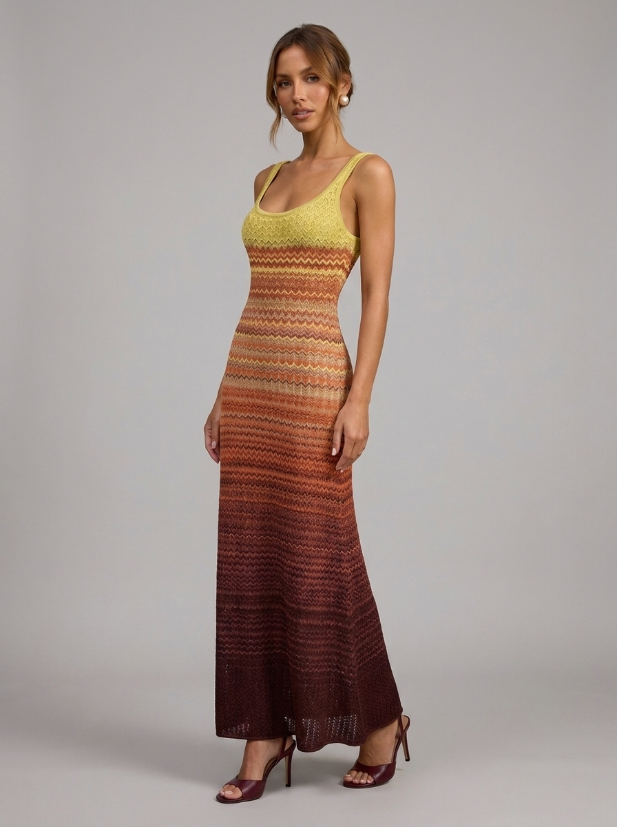 Velia Brunella Knit Dress in Sunset - side view