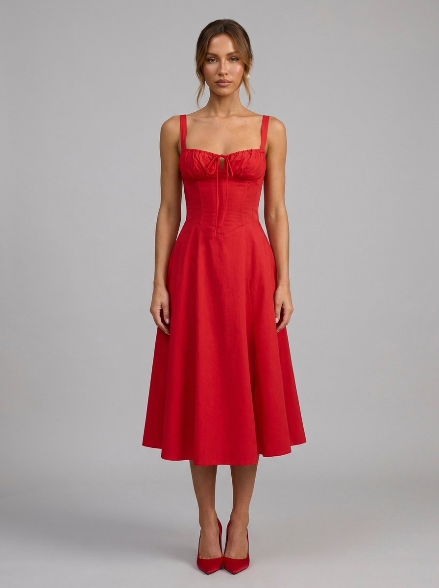 Velia Lianora Maxi Dress in Red - front view