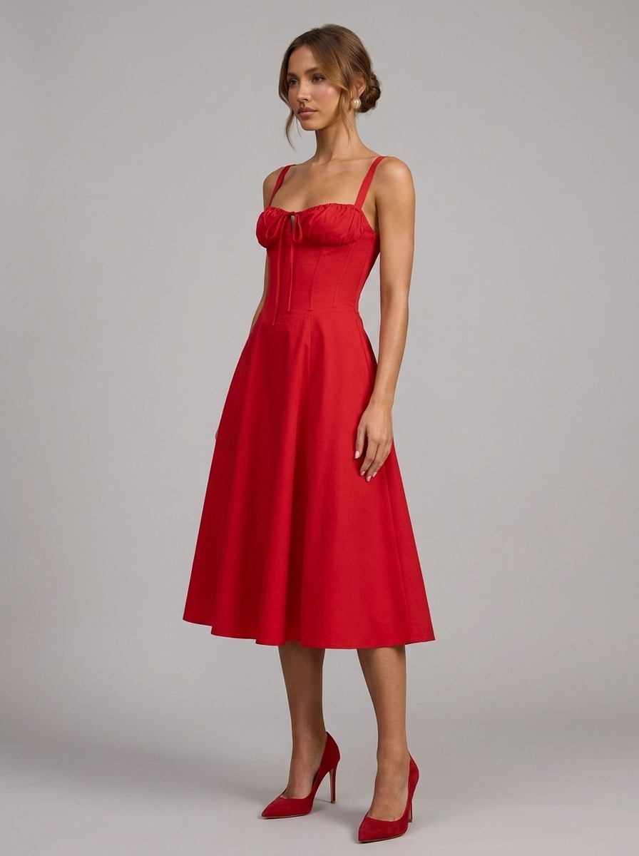Velia Lianora Maxi Dress in Red - detail