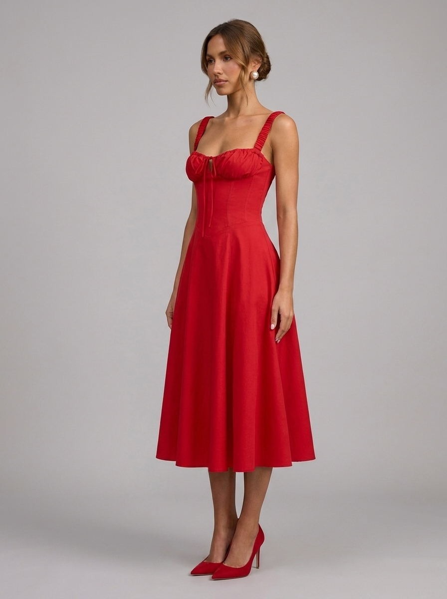 Velia Lianora Maxi Dress in Red - side view