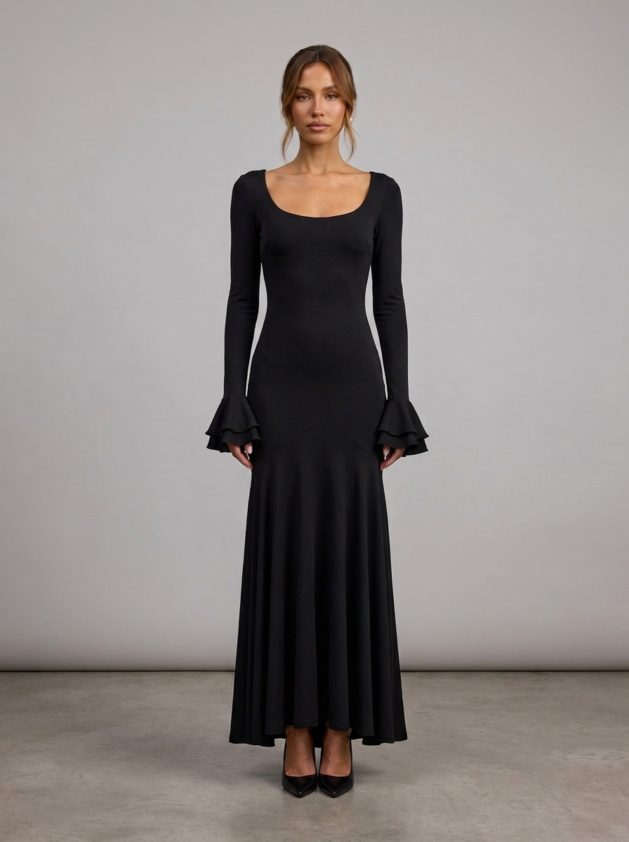 Velia Lusanna Maxi Dress in Black - front view