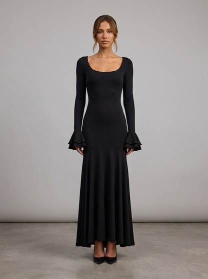 Velia Lusanna Maxi Dress in Black - front view