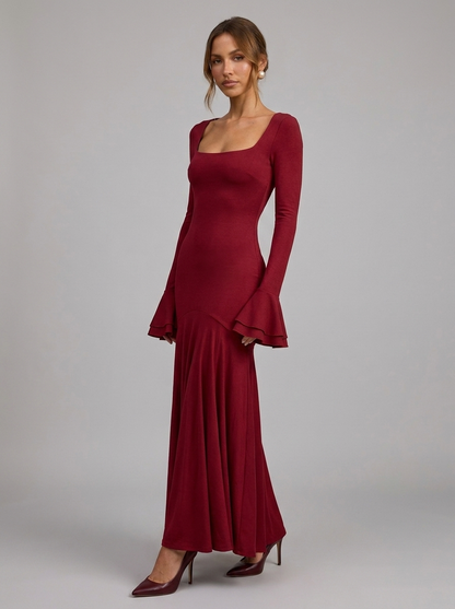 Velia Lusanna Maxi Dress in Wine Red - detail