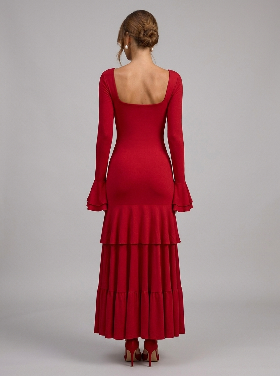 Velia Lusanna Maxi Dress in Wine Red - front view