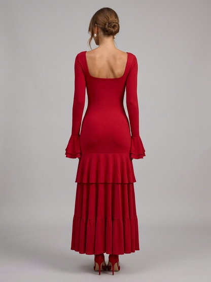 Velia Lusanna Maxi Dress in Wine Red - front view
