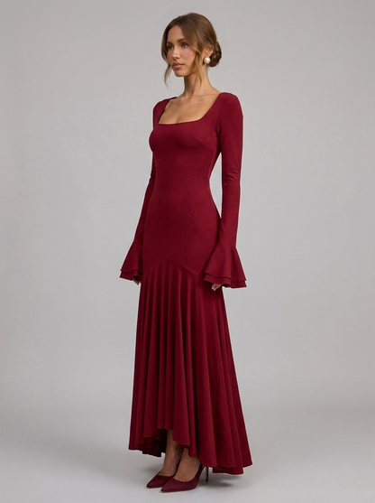 Velia Lusanna Maxi Dress in Wine Red - side view