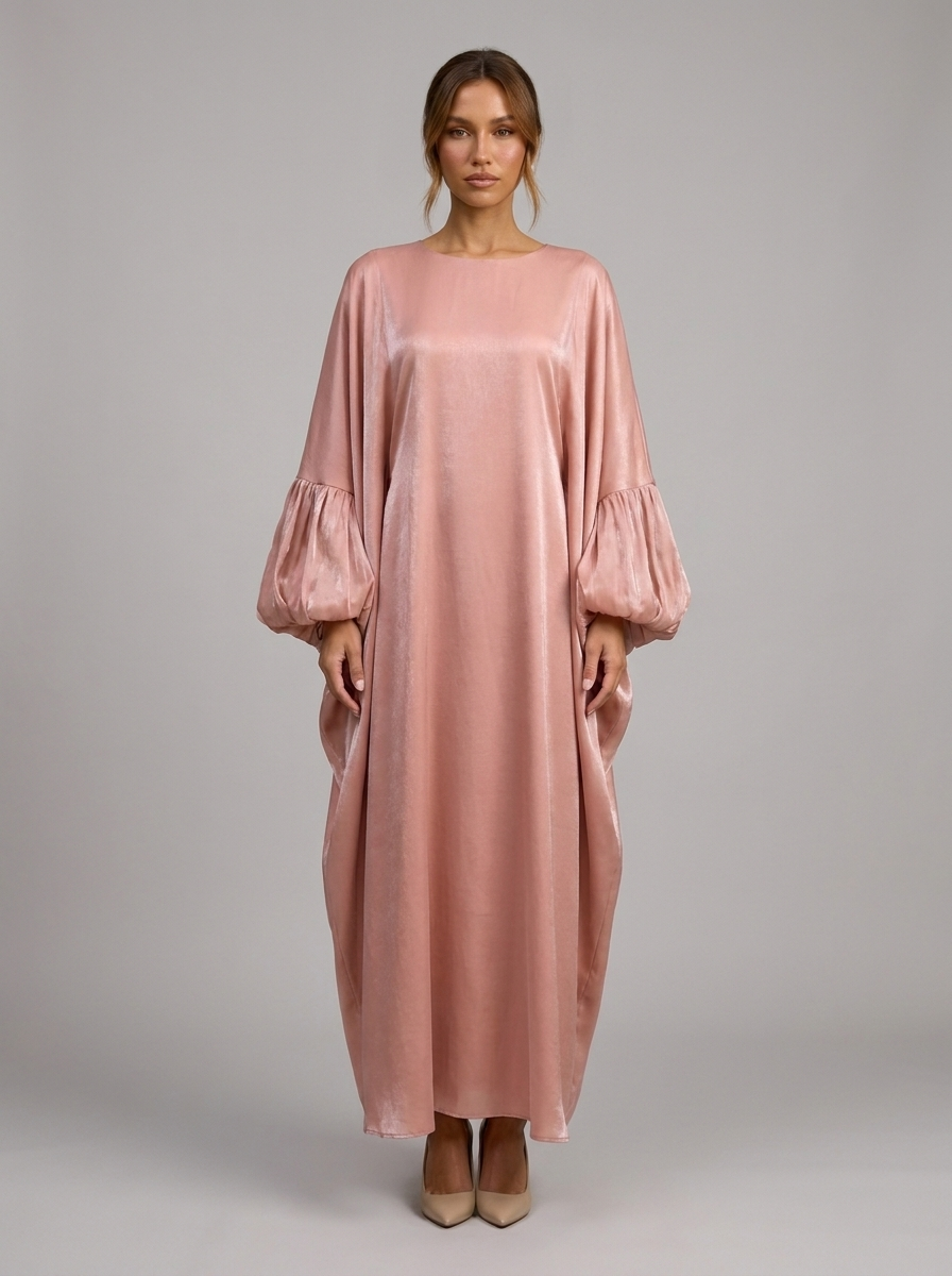 Velia Tuvana Abaya in Salmon - front view