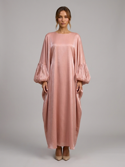 Velia Tuvana Abaya in Salmon - front view