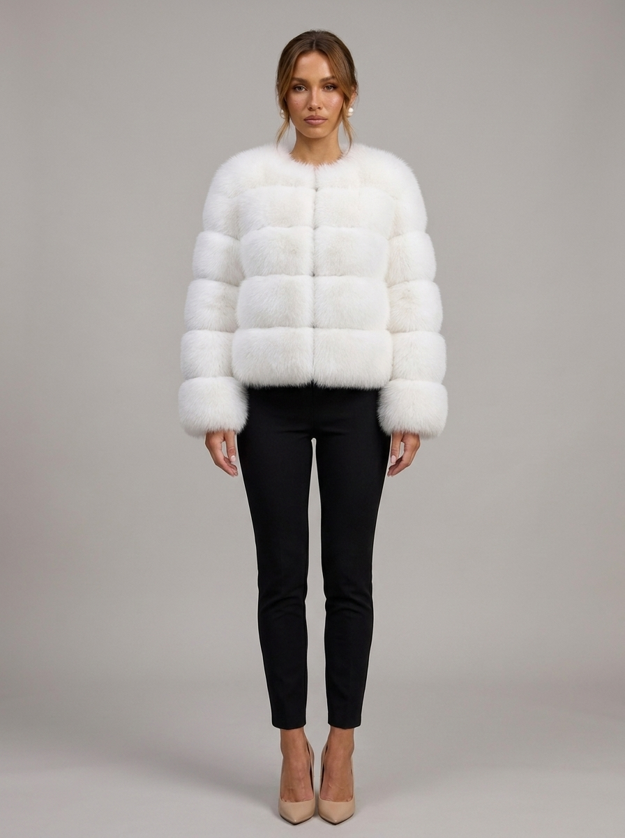 Velia Kaviena Faux Fur Jacket White