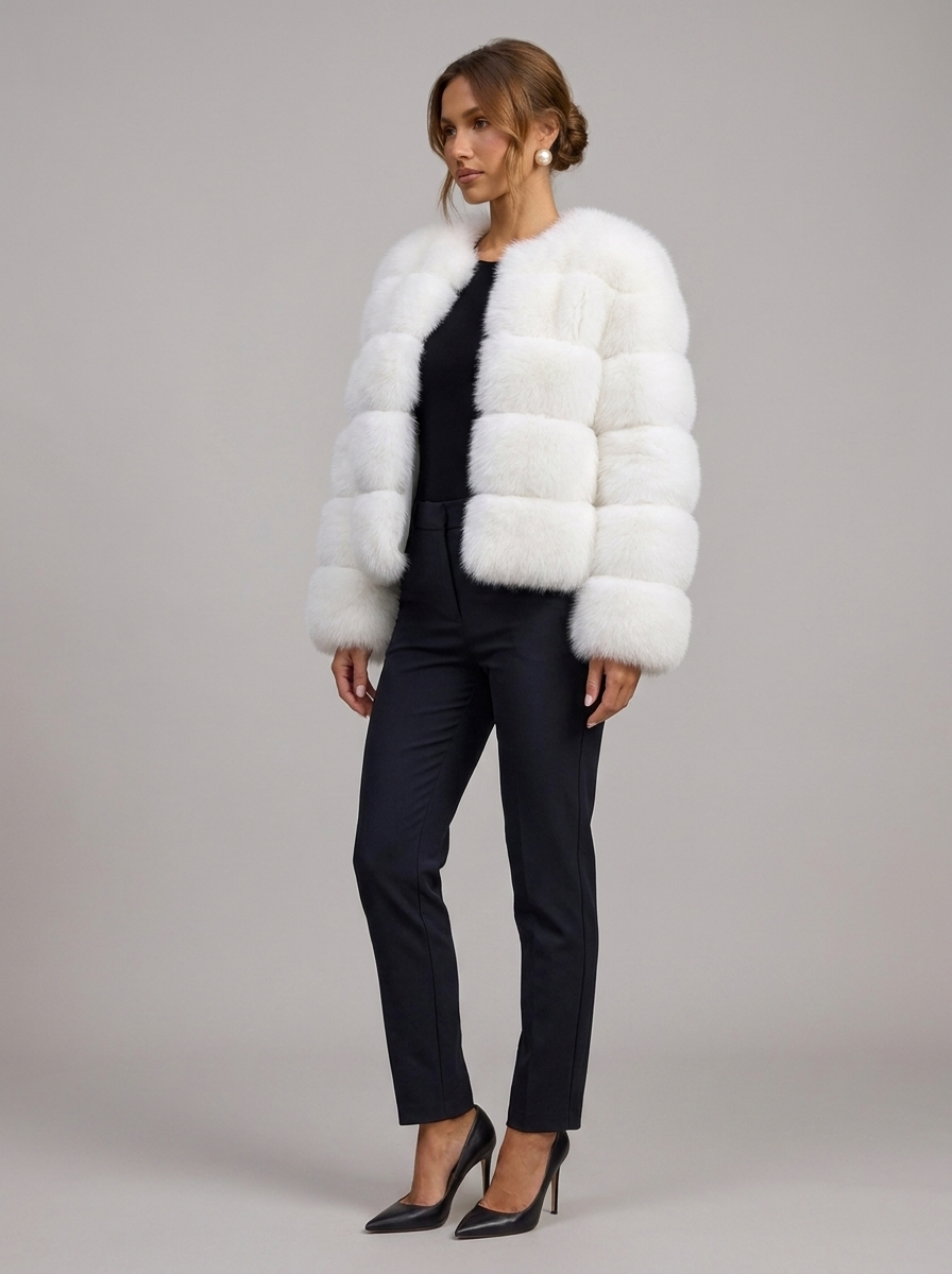 Velia Kaviena Faux Fur Jacket White