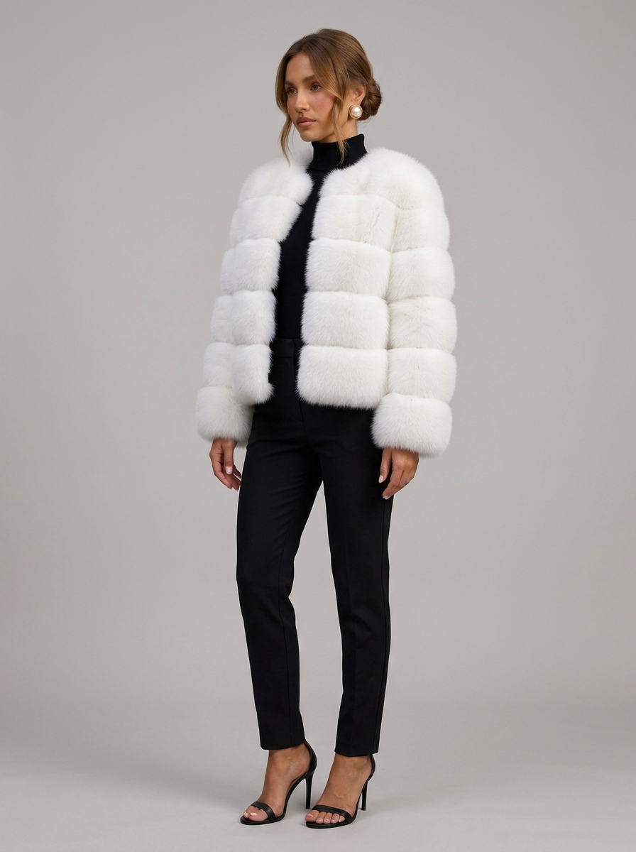 Velia Kaviena Faux Fur Jacket White