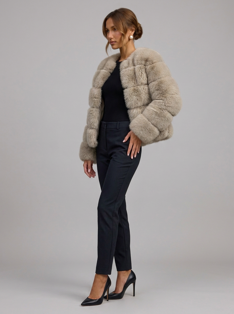 Velia Kaviena Faux Fur Jacket Beige