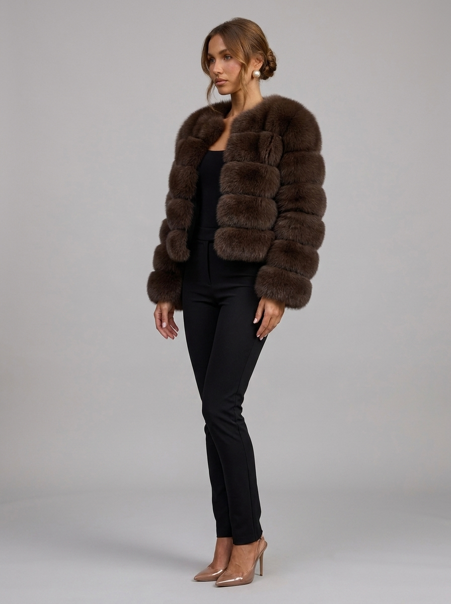 Velia Kaviena Faux Fur Jacket Brown