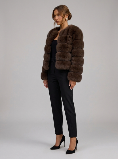 Velia Kaviena Faux Fur Jacket Brown