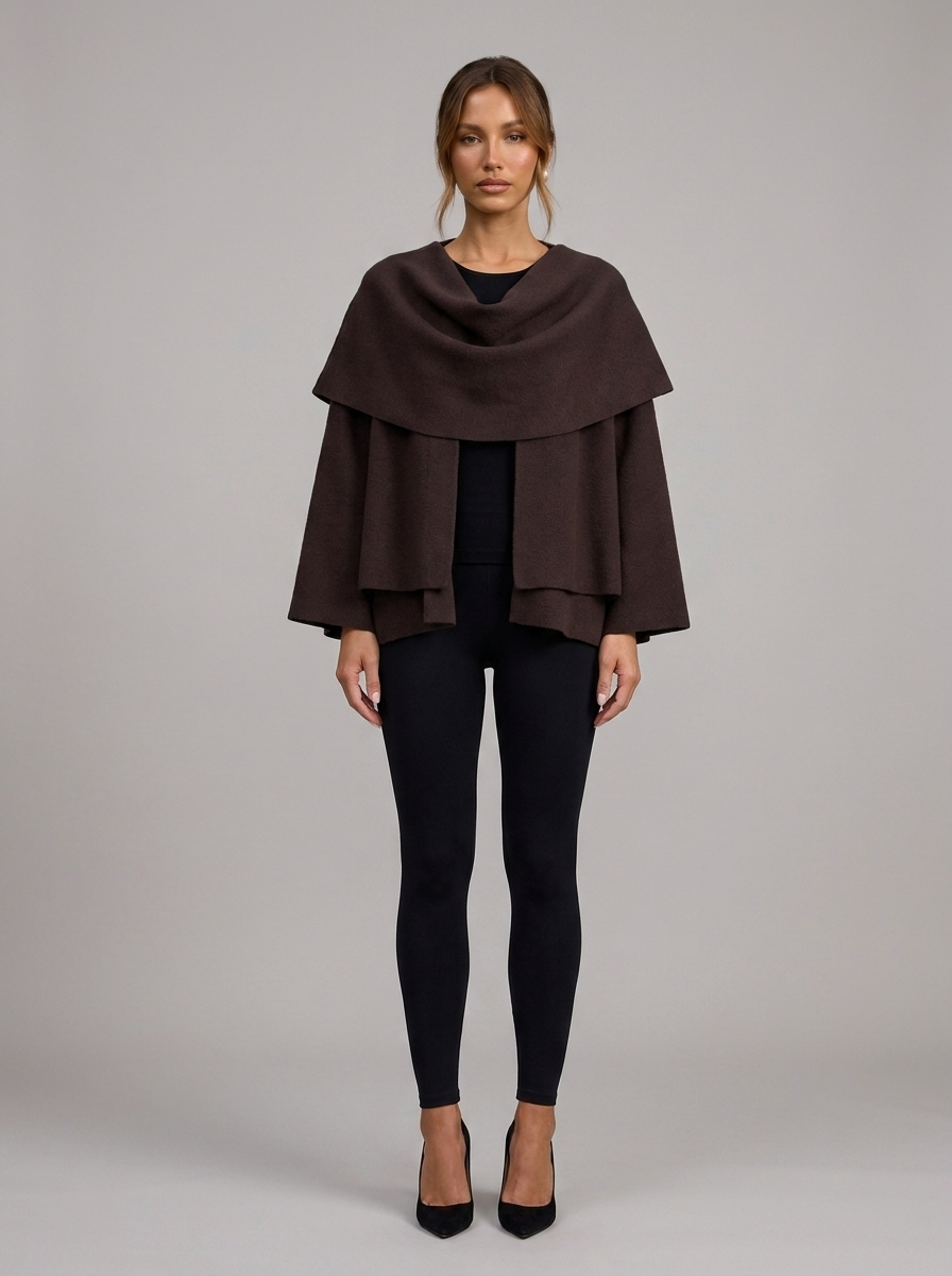 Velia Chalina Knit Poncho Brown