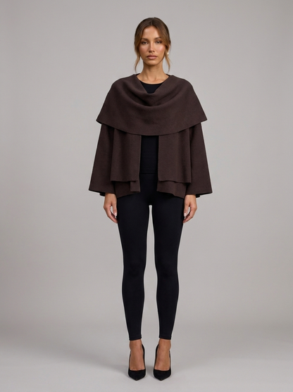 Velia Chalina Knit Poncho Brown