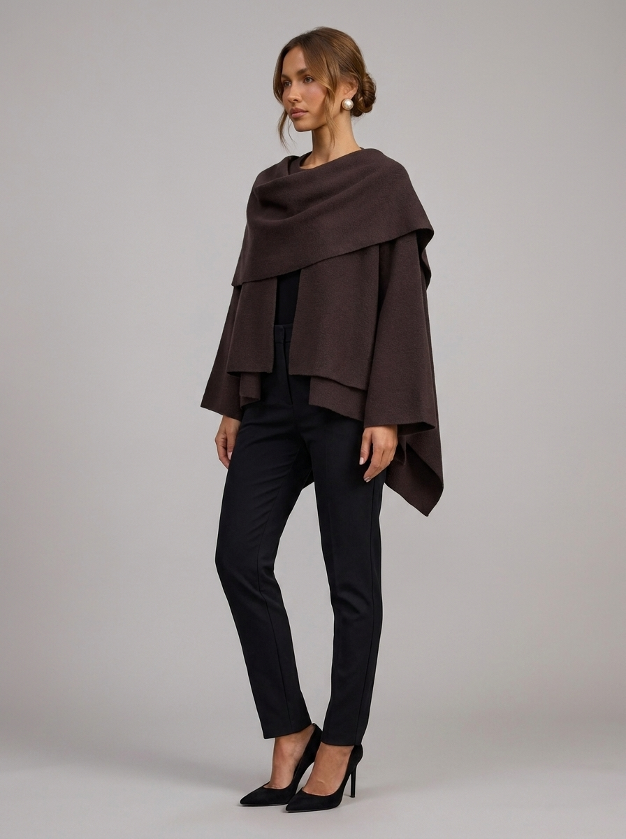 Velia Chalina Knit Poncho Brown