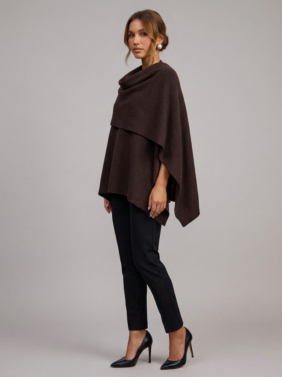 Velia Chalina Knit Poncho Brown