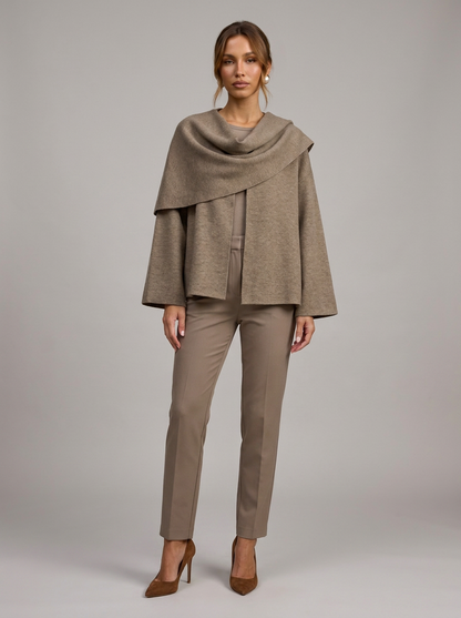 Velia Chalina Knit Poncho Beige