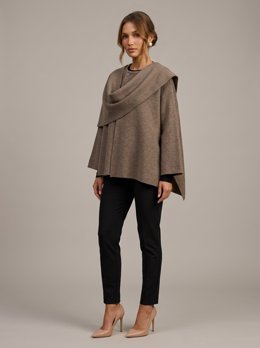 Velia Chalina Knit Poncho Beige