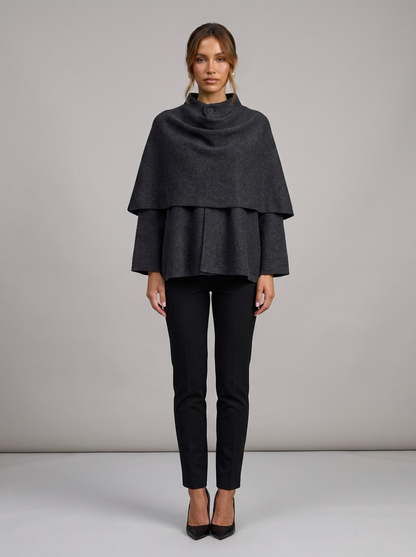 Velia Chalina Knit Poncho Grey-Black