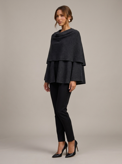 Velia Chalina Knit Poncho Grey-Black
